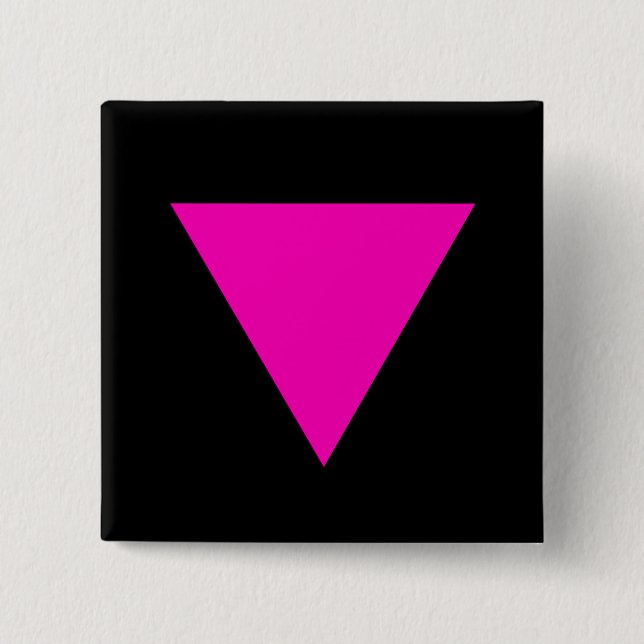 "PINK TRIANGLE" GAY PRIDE 2 INCH SQUARE BUTTON (Front)