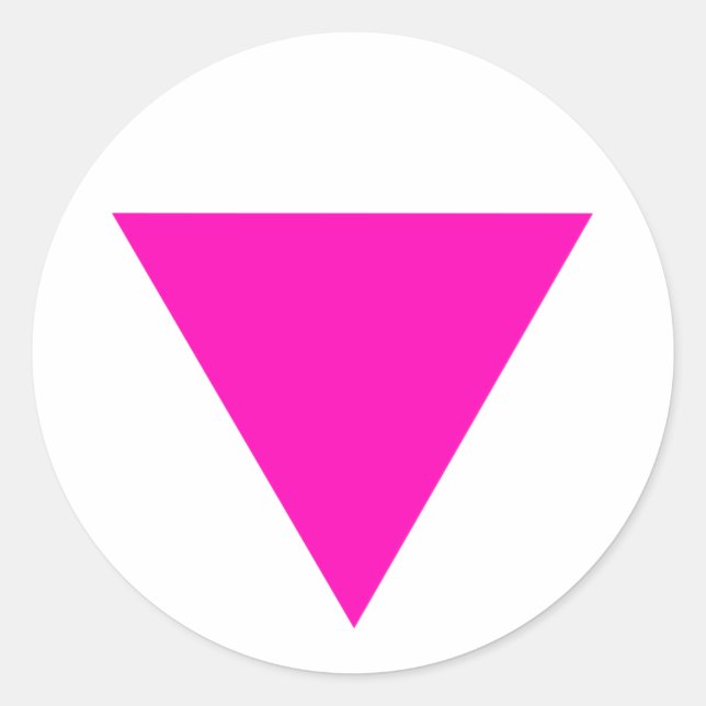 "PINK TRIANGLE" GAY PRIDE CLASSIC ROUND STICKER (Front)