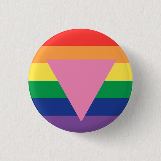 Pink Triangle Pride Flag 1 Inch Round Button (Front)