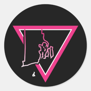pink triangle rhode island classic round sticker