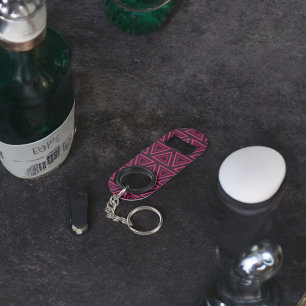 Pink Triangles Pattern Keychain Bottle Opener