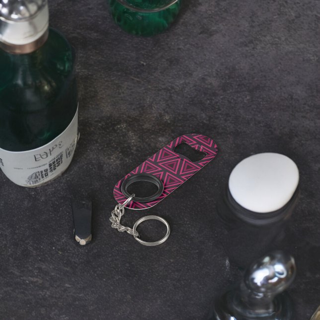 Pink Triangles Pattern  Keychain Bottle Opener (Bottle Openers)