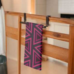 Pink Triangles Pattern Kitchen Towel