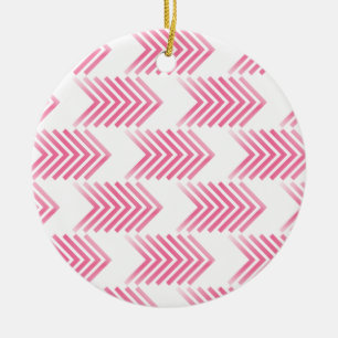 Pink Tribal Arrow Pattern Ceramic Ornament