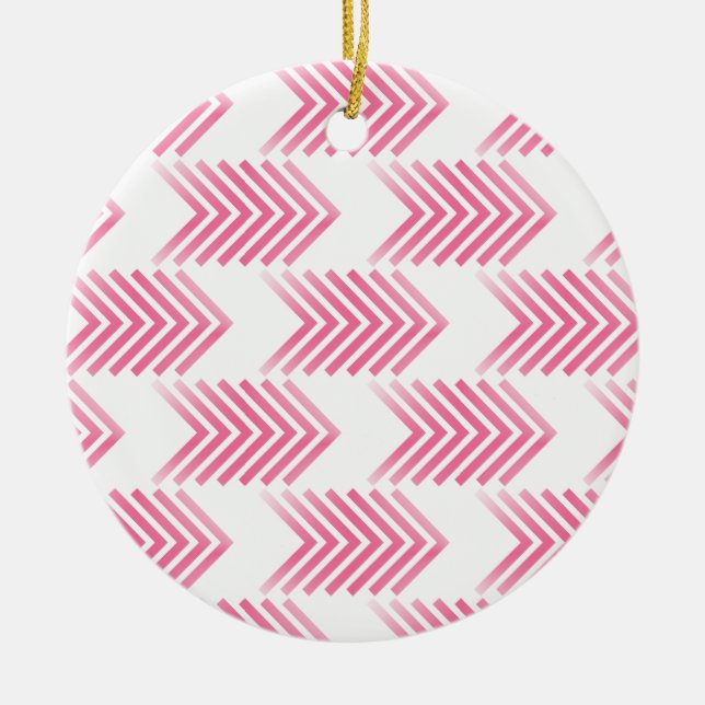 Pink Tribal Arrow Pattern Ceramic Ornament (Front)