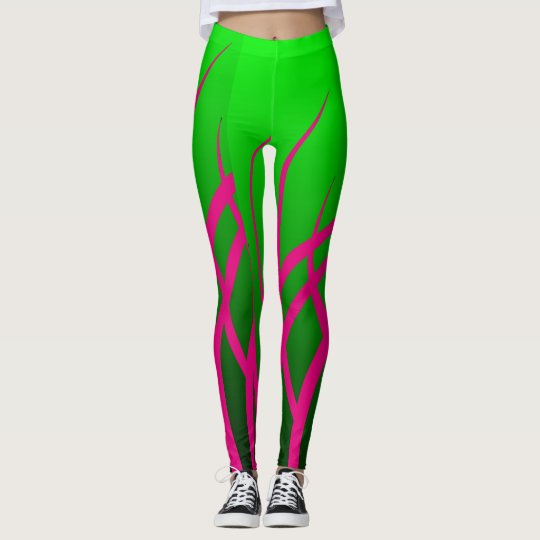 Pink Tribal on Green Leggings