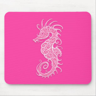 Pink Tribal Seahorse Mouse Pad