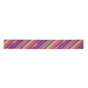 Pink Tribal Stripes Geometric Pattern  Bold Ethnic Satin Ribbon