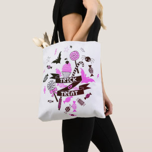 Pink Trick or Treat Halloween Tote Bag