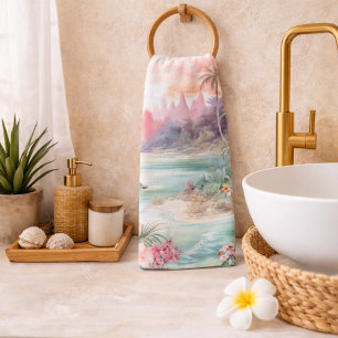 Pink Tropical Beach Bath Towel Set