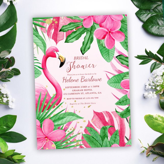 Pink Tropical Bridal Shower Invitation (Pink Tropical Bridal Shower Invitation)