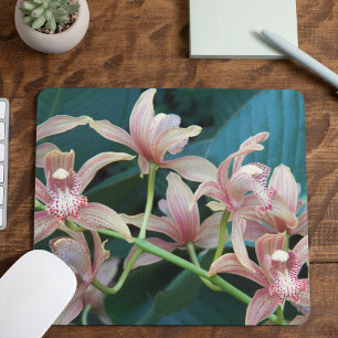 Pink Tropical Cymbidium Orchids Floral Mouse Pad