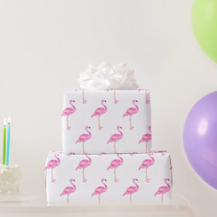 Pink Tropical Flamingo Cute Birthday Party Wrapping Paper