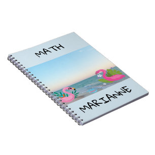 Pink Tropical Flamingo Ocean Centred Illustration Notebook