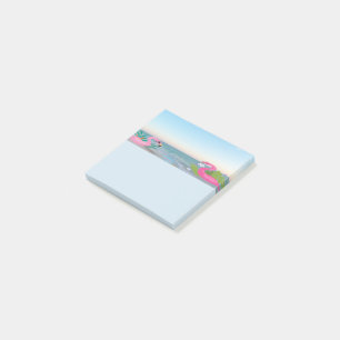 Pink Tropical Flamingos by the Ocean Art Post-it Notes