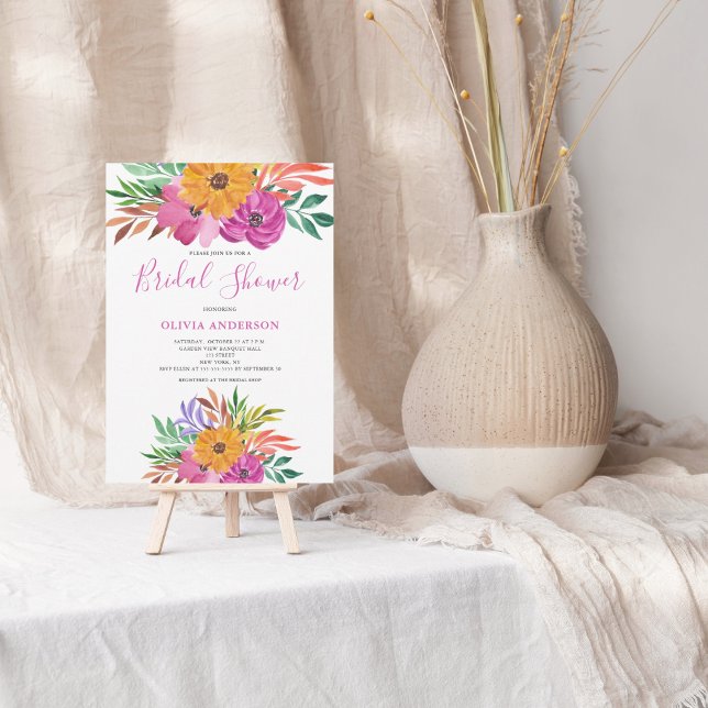 Pink Tropical Floral Bridal Shower Invitation (Creator Uploaded)