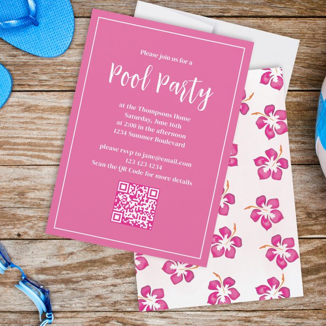 Pink Tropical Floral Summer Party Invitation (Creator Uploaded)