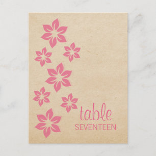 Pink Tropical Floral Table Number Postcard