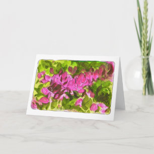 Pink Tropical Flowers Folded Greeting Card