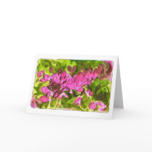 Pink Tropical Flowers Folded Greeting Card