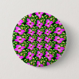 Pink Tropical Flowers Pattern 2 Inch Round Button