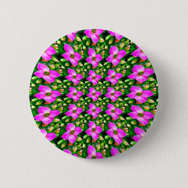 Pink Tropical Flowers Pattern 2 Inch Round Button (Front)