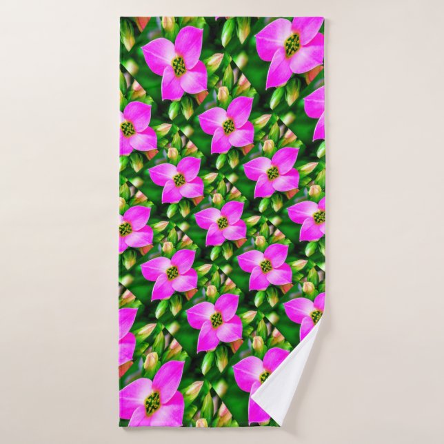 Pink Tropical Flowers Pattern Bath Towel (Bath Towel)