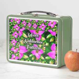 Pink Tropical Flowers Pattern Metal Lunch Box