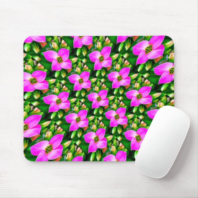 Pink Tropical Flowers Pattern Mouse Pad (With Mouse)