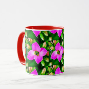 Pink Tropical Flowers Pattern Mug