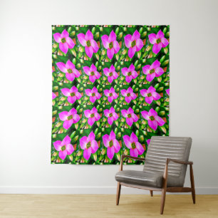 Pink Tropical Flowers Pattern Tapestry