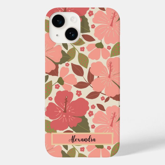 Pink Tropical Flowers Personalized Case-Mate iPhon Case-Mate iPhone Case (Back)