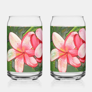 Pink Tropical Frangipani Art Can Glass