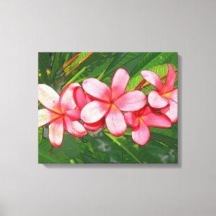 Pink Tropical Frangipani Art Canvas Print