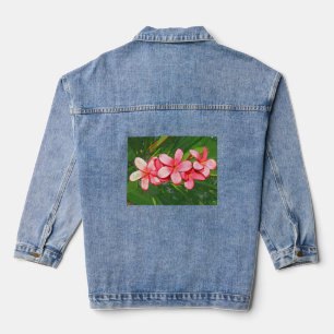 Pink Tropical Frangipani Art Denim Jacket
