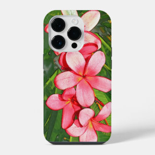 Pink Tropical Frangipani Art iPhone 14 Pro Case