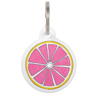 Pink Tropical Grapefruit Citrus Fruit Pet Dog Tag