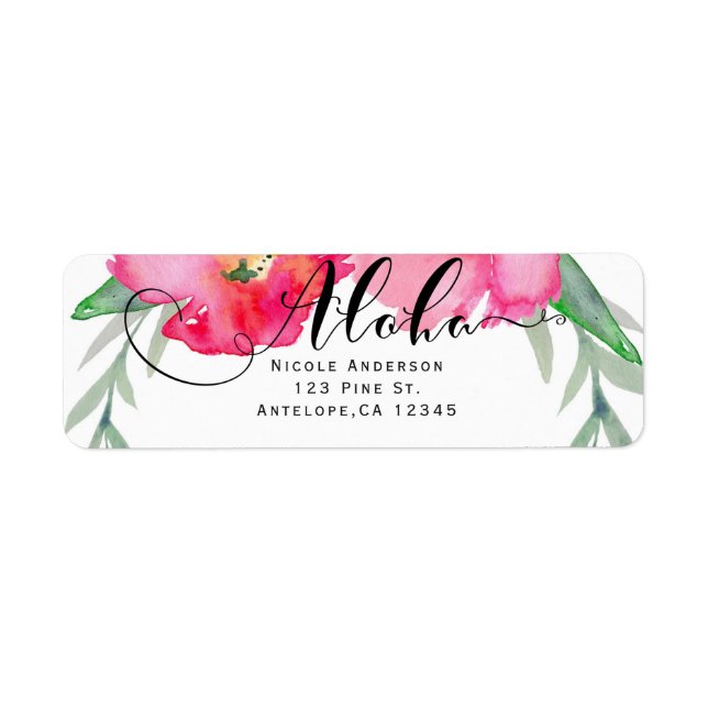Pink Tropical Green Leaf Vine Floral Aloha Party (Devant)