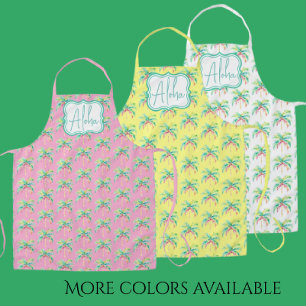 Pink Tropical Island Palm All-Over Print Apron