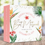 Pink Tropical Palm Bat Mitzvah Gold Type Keepsake Binder<br><div class="desc">Let your favourite Bat Mitzvah be proud, rejoice and celebrate her milestone with this stunning keepsake scrapbook memory album. Stylish, stunning, colourful, tropical watercolor birds of paradise flowers, faux gold handwritten script, Star of David and glitter dots, along with dark rose pink and grey modern sans serif type, overlay a...</div>