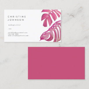 pink tropical palm leaves  business card