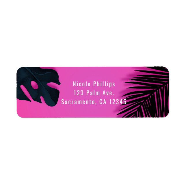 Pink Tropical Palm Leaves Party Luau Invitation (Front)