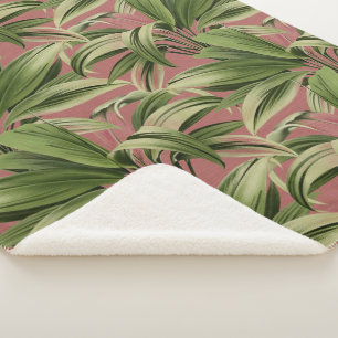 Pink Tropical Palm Sherpa Blanket