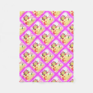 pink tropical palm trees fleece blanket