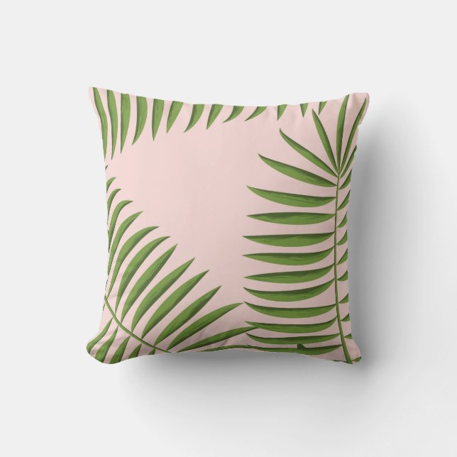 Pink Tropical Paradise Throw Pillow (Front)