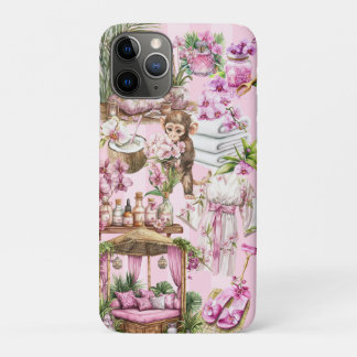 Pink Tropical Spa Cabana Resort  iPhone 11 Pro Case