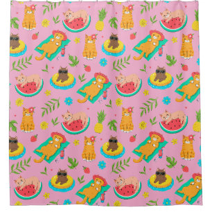 Pink Tropical Summer Cats