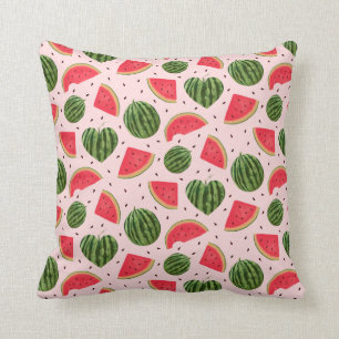 Pink Tropical Watermelon Pattern Throw Pillow