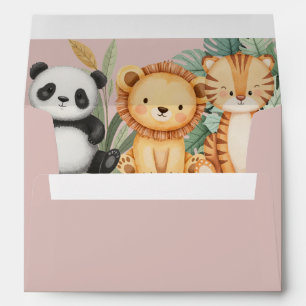 Pink Tropical Wild One Jungle Safari Animals Envelope