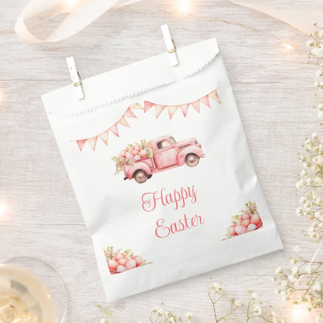 Pink Truck Easter Egg Hunt Favour Bag (Clipped)